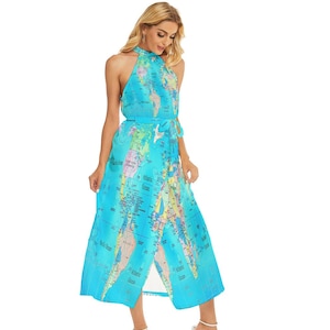 Weltkarte Kleid, leichtes Sommerkleid, Damen, Jugendliche, Karte, Geschenke.