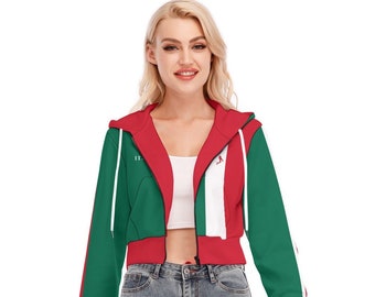 Italy Flag Hoodie, Zipper Closure, Women, Ladies, Teens, Gifts, Italian Flag Design.
