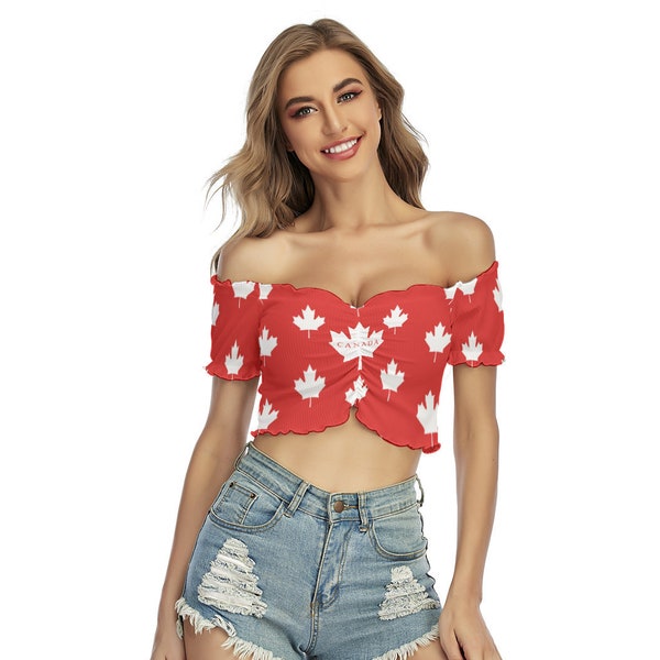 Canadian Flag Women's Crop Top, Canada Day, Flag, Ladies, Blouse, Gifts, Canada, Design, Outfit, Merch, Football, Soccer, Accessories