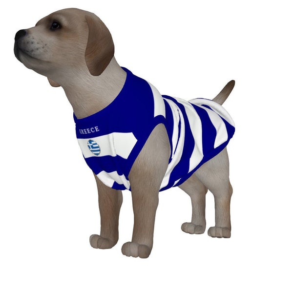 Greek Flag Dog's T-Shirt, Greece, Flags, Jumper, Puppy, Clothing, Clothes, For, Small Dog, Medium, Big, Large, Girl, Boys, M,L, S, XL, 2XL