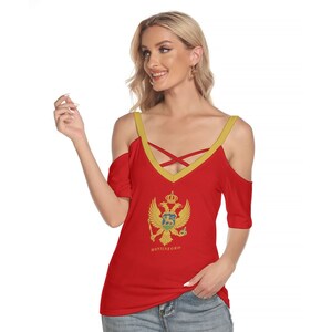 Montenegro Shirt, Montenegro Flag, With Criss Cross Strips, Print, Design.