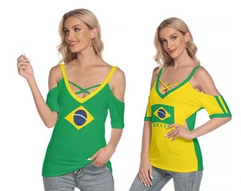 Brazilian Flag Women Shirt, Gifts, Ladies, Teens, Girls,  Brazil Flag, Football, Brazilian, Soccer, Jersey, Brazil, Print.