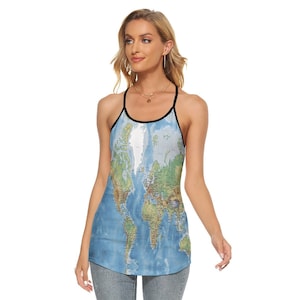 Earth Map Damen Top, Design, Damen, Jugendliche, Geschenke, Maps Print, Nation, Lehre, Kartographie.