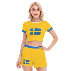Sweden Shirt, Shorts, Suit, Set, Swedish, Women, Ladies, Teens, Girls, Gifts, Sweden Flag, Design, Swedish Flag.