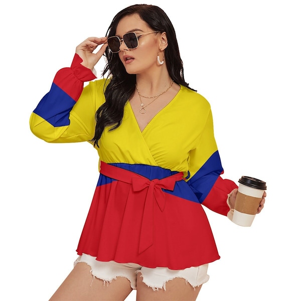 Camiseta de mujer con bandera colombiana, bandera de Colombia, diseño, damas, adolescentes, niñas, regalos, latina, Bogotá, fútbol, moda, merchandising.