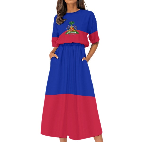 Vestido de Haití, haitiano, bandera, mujeres, damas, adolescentes, niñas, bandera de Haití, regalos, bandera haitiana, diseño, Puerto Príncipe, criollo, moda.