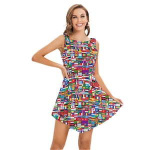 Drapeaux Robe, monde, drapeau, Design, femmes, adolescents, femmes, cadeaux, terre, cartes des nations, école, jour, pays, tous, drapeaux de pays, carte.