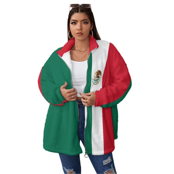 Chaqueta de México, Unisex, Mexicana, Hombres, Mujeres, Damas, Adolescentes, Adultos, Unisex, Polar (Talla Grande), Bandera de México, Regalos, Estampado, Bandera Mexicana.
