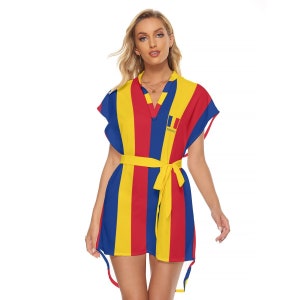 Romania Dress, With Belt, Romanian, Print, Women, Ladies, Teens, Gifts, Design.