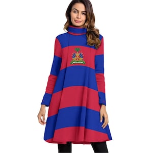Haitian Flag Dress, Long Sleeve, Haiti Flag, Ladies, Adults, Women, Teens, Gifts.