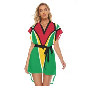 Guyana Dress, With Belt, Guyanese, Print, Women, Ladies, Teens. Gifts, Design.