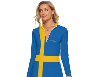 Swedish Flag Women's Dress, Sweden Flag, Ladies, Teens, Girls, Gifts, Design, Football, Soccer, Stockholm, Malmo, Nordic, Fashion, Hockey.