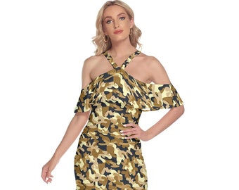 Camouflage Women's Dress, Camo, Army, Navy, Seals, Marines, Hunter, Beach, Clothing, Ladies, Adults, Teens, XL, Clothes, Gifts, USA