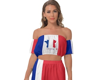 French Women's Shirt, Shorts, Suit, France, Flag, Ladies, Teens, Girls, French Flag, , Print, Design, Gifts, Costume, France Flag, Paris.