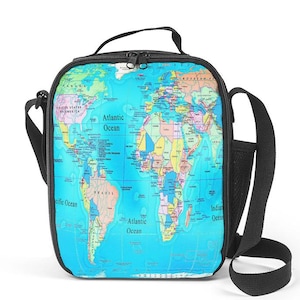 Borse porta pranzo con mappa del mondo, porta pranzo, regali.