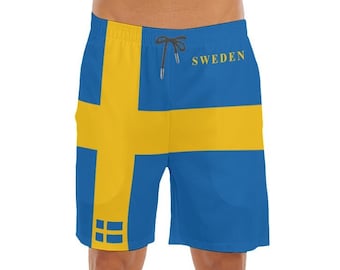 Schweden Herren Strand Shorts, Schweden Flagge, Geschenke, Männer, Jugendliche, Schwedische Flagge, Badeanzug, Schwedisch.