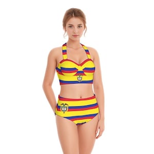 Colombia Swimsuit, Classy, Colombian, Women, Ladies, Teens, Gifts, Colombia Flag, Print Design, Colombian Flag.