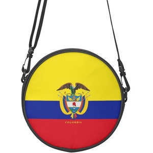 Bolso Colombia, Cartera Redonda, Mujeres, Damas, Adolescentes, Niñas, Colombiano, Regalos, Bandera, Estampado.