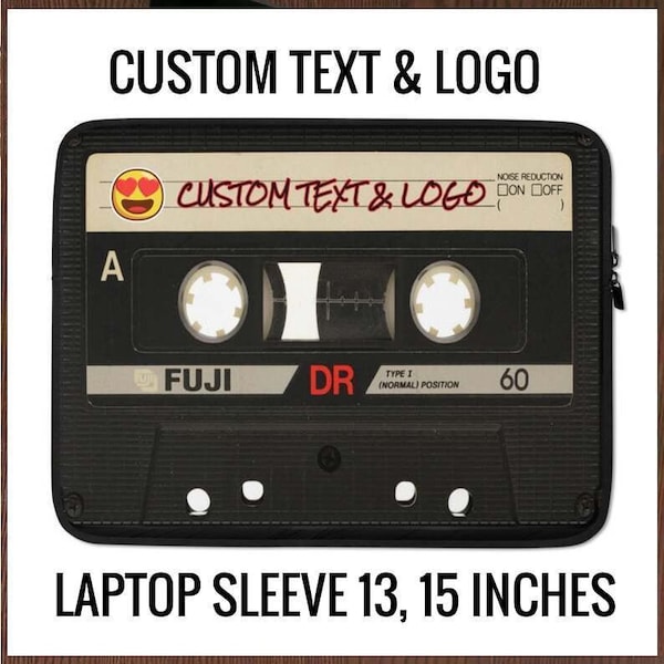 Kassette Laptopsleeve, Fall, benutzerdefinierter Text, Logo, Musik, EDM, Rave, Techno, Goa, Rocker, Hard Rock, DJ, Moderne Kunst, Retro, Urban, Hip Hop.