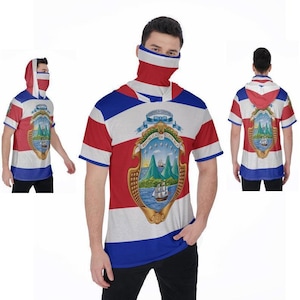 Costa Rica-herenshirt, Costa Ricaanse vlag, volwassenen, tieners, Costa Ricaanse vlag, Costa Ricaans, print.