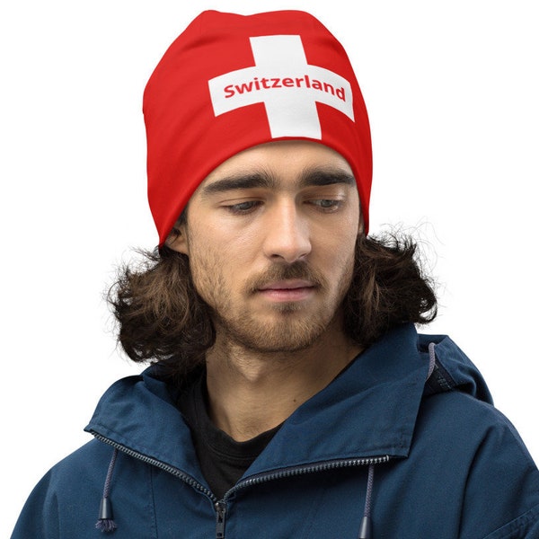 Switzerland Beanie, Gifts, For, Men, Women, ladies, Swiss, Flag, Ski, Football, Sports, Fisherman, Hiking, Jogging, Workout, Alpes, Design