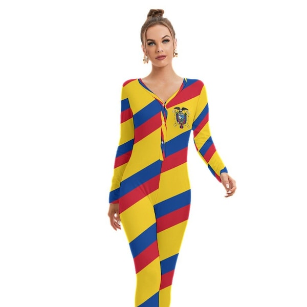 Ecuadorian Flag Women's Jumpsuit, Ecuador Flag, Design, Gifts, Ladies, Girls, Teens, Ecuadorian , Football, Soccer, Ecuador, Fashion, Outfit