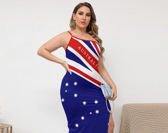 Australian Flag Women's Dress, Australia Flag, Ladies, Teens, Girls, Gifts, Design, (Plus Size options), Football, Soccer, Aussie, Outfit.