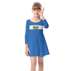 El Salvador Girls Dress, El Salvador Flag, Kids, Teens, Gifts, Design, El Salvadorian, Fashion.