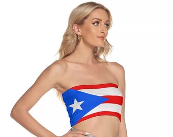 Bandera puertorriqueña Top de mujer, Puerto Rico, Bandera, Damas, Adultos, Adolescentes, Niñas, Regalos, Diseño, San Juan, Accesorios, Puertorriqueño, Estampado.