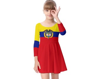 Colombia Girls Dress Colombia Flag Kids Teens Apparel