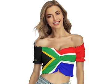 South African  Flag Women's Crop Top, South Africa Flag, Design, Gifts, Ladies, Teens, Girls, Football, Soccer, Merch, Fashion, Outfit