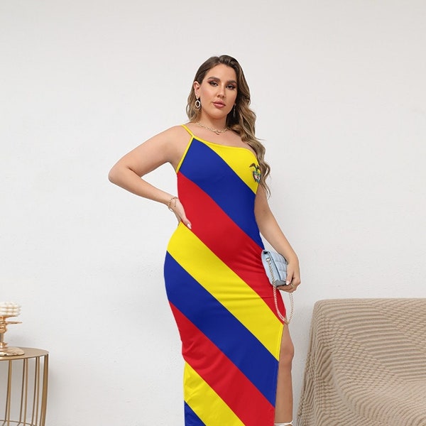 Vestido de mujer de Colombia, colombiano, bandera, damas, adultos, adolescentes, niñas, regalos, diseño, bandera nacional, estampado, ropa, playa, merchandising.