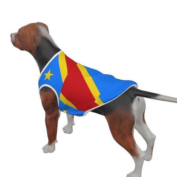 Débardeur pour chien drapeau congolais, drapeau du Congo, hommes, femmes, animaux de compagnie, chats, cadeaux, accessoires, design, tenue, football, football, afrique, africain.