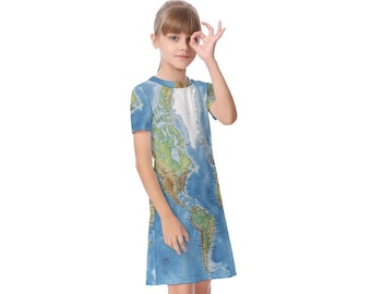 Giornata della Terra Vestito per bambini Paesi, mappa, arte, design, adolescenti, ragazze, ragazzi, regali, mappe, stampa, terra, nazioni, scuola, insegnamento, cartografia.