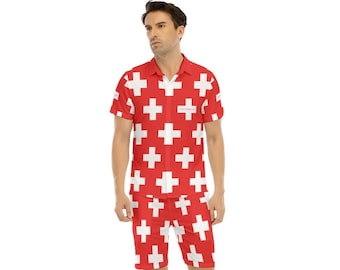 Swiss Men&#39;s Shirt, Shorts, Set, Switzerland, Design, Gifts, Men, Teens, Outfit.
