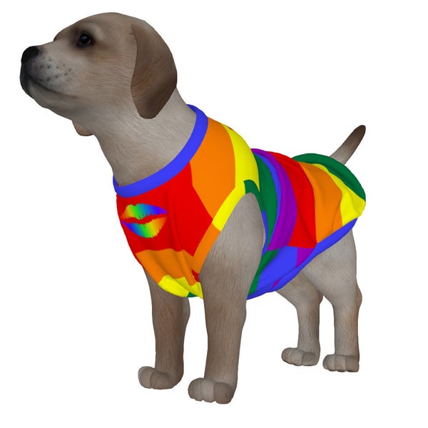 Rainbow Flag Dog’s T-Shirt, Mignon, LGBT, Fierté, Lesbienne, Chiot, Vêtements, Designer, Vêtements, Petit Chien, Moyen, Grand, Grand, M, L, S, XL, 2XL