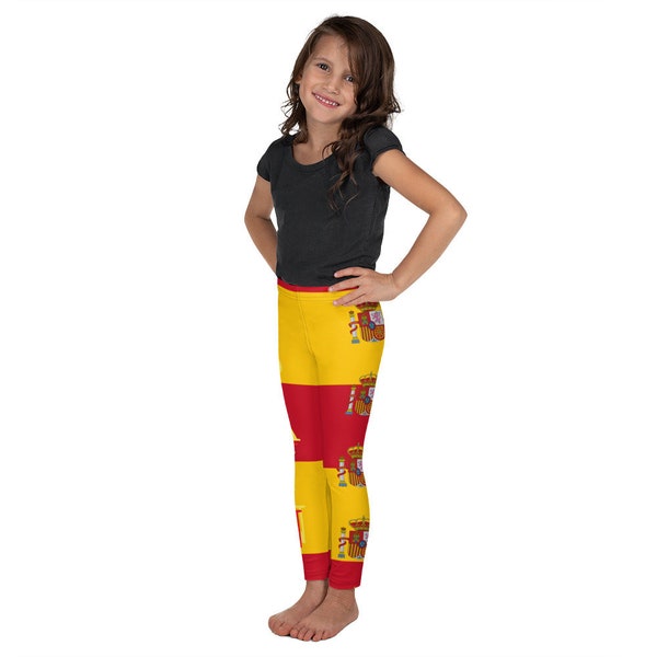 Spanish Flag Kid's Leggings, Spain Flag, Gifts, Girls, Boys, Children, Football, Soccer, Madrid, Barcelona, Sports, Design, Athletics.