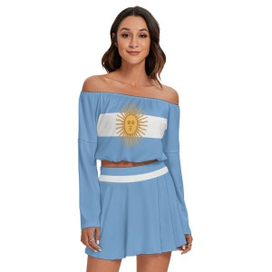 Argentina Shirt, Skirt, Set, Argentinian, Gifts, Women, Ladies, Teens, Outfit.