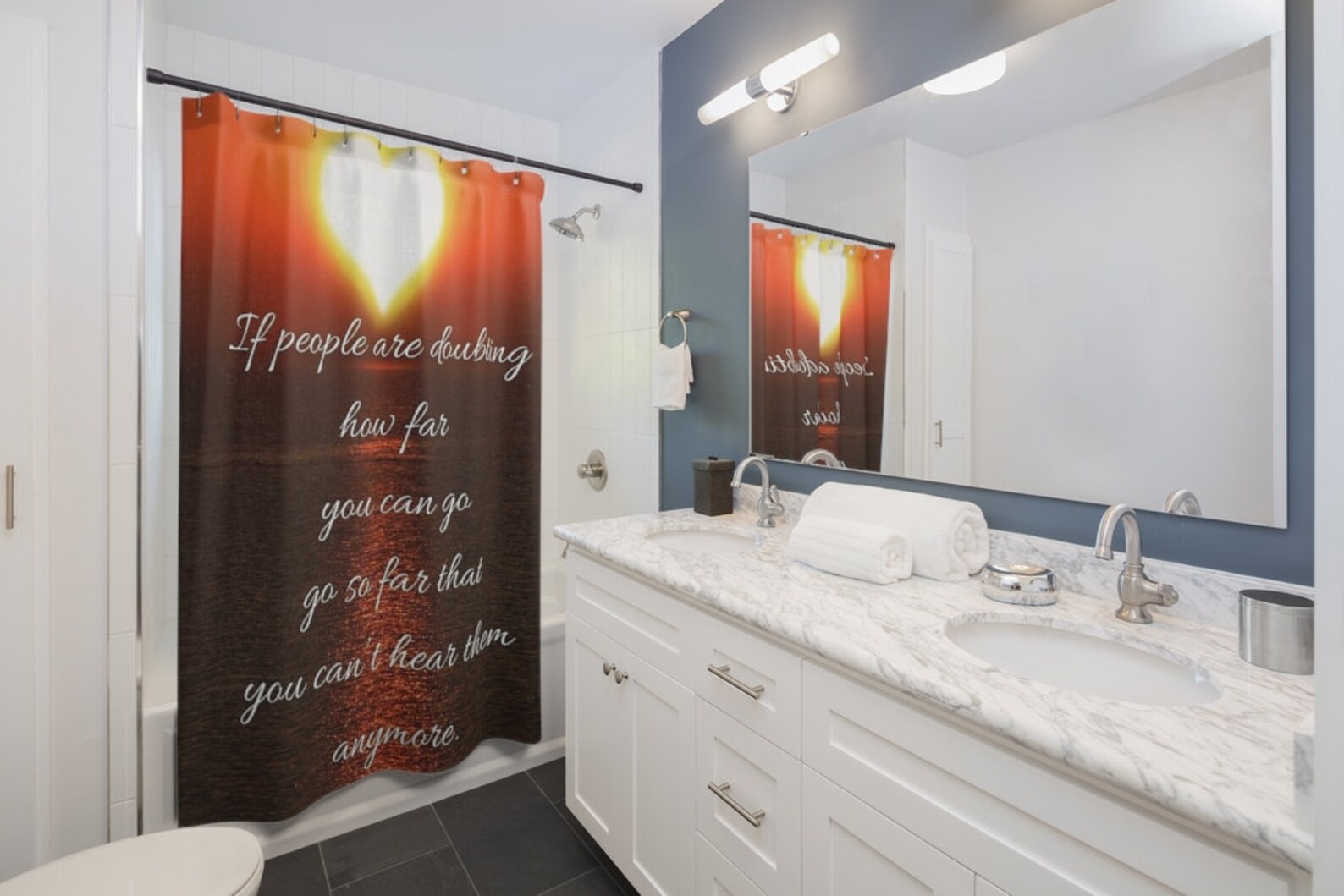 Quotes Shower Curtains Inspirational Ocean Blue Meditation Etsy