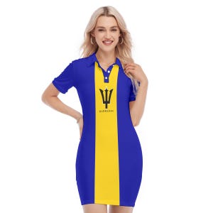 Barbados Dress, Polo Collar, Women, Ladies, Gifts, Design.