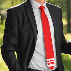 Bandera danesa, corbata, corbata unisex, bandera de Dinamarca, hombres, adolescentes, adultos, mujeres, prenda.