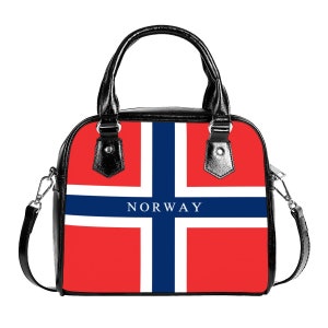 Bolsa com bandeira norueguesa, bandeira da Noruega, design, presentes, mulheres, senhoras, meninas, adolescentes, adultos, futebol, futebol, viagens, Bergen, Oslo, moda