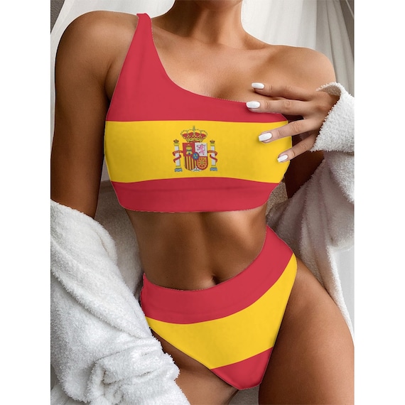 Bikini de mujer española, España, Bandera, Mujeres, Damas, Adolescentes,  Niñas, Regalos, Estampado, Banderas, Ropa de playa, Deportes, Madrid,  Barcelona, Traje, Diseño -  España