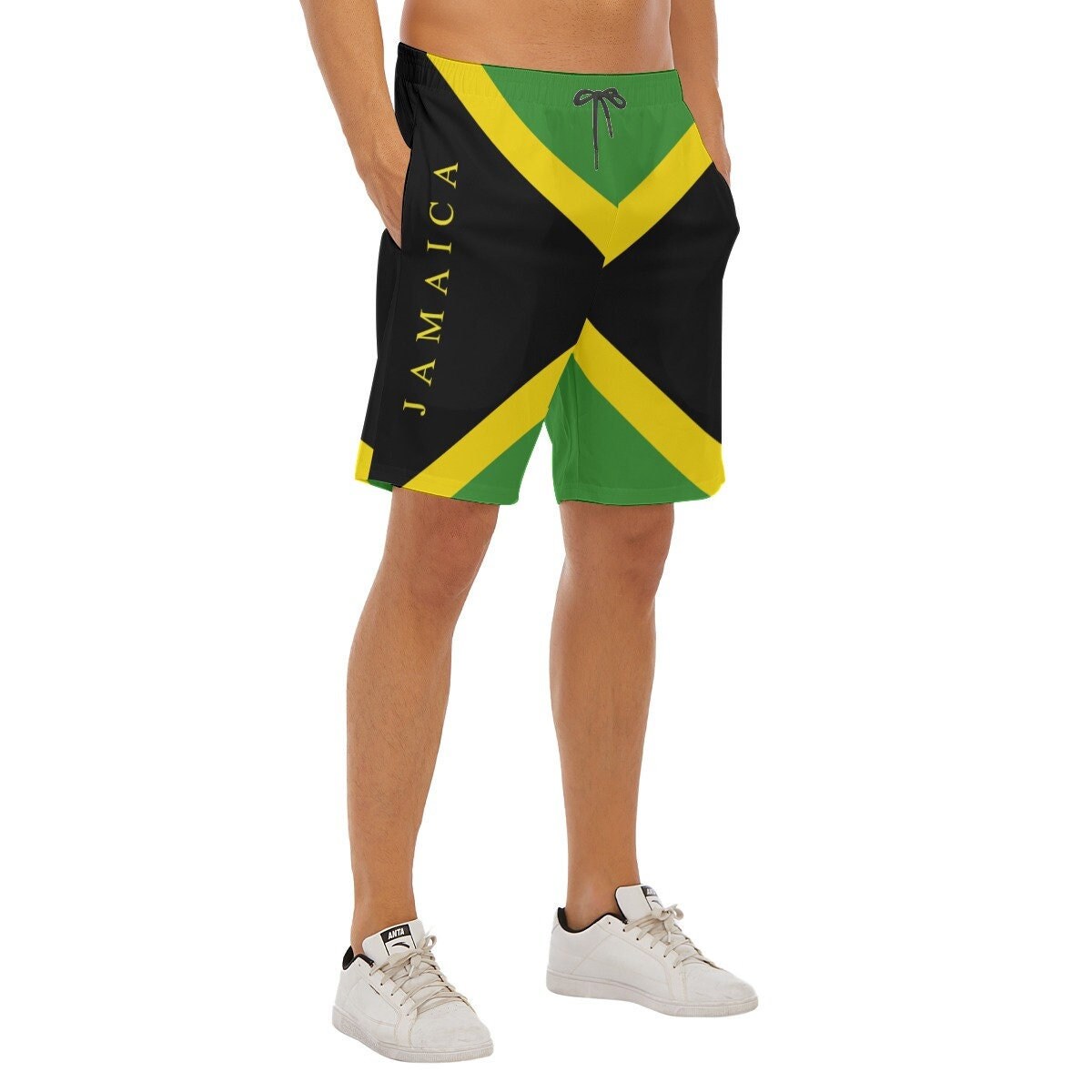 Pantaloncini Da Spiaggia Uomo Rasta Jamaica Lion - Con Tasche, Vita Elastica, Asciugatura Rapida