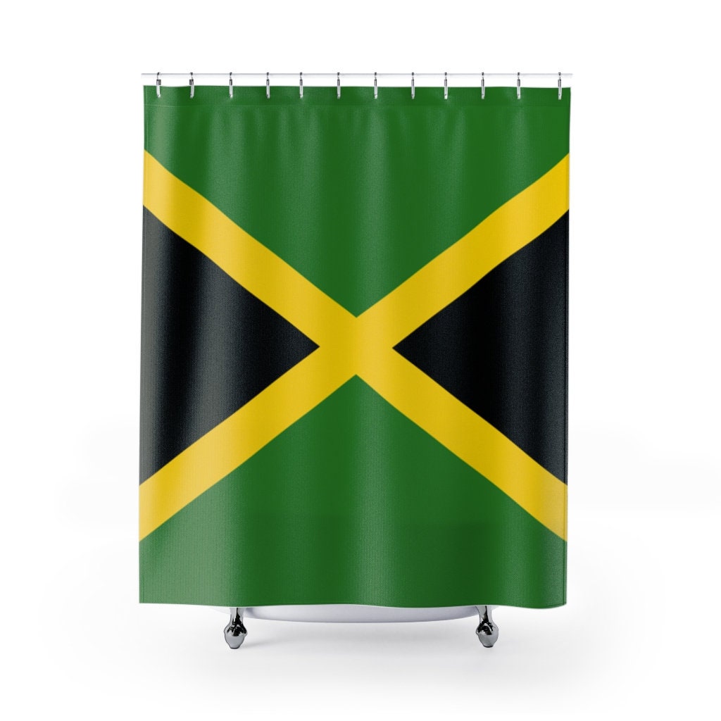 Jamaica Decor Shower Curtains Jamaican Flag Gifts Men Etsy