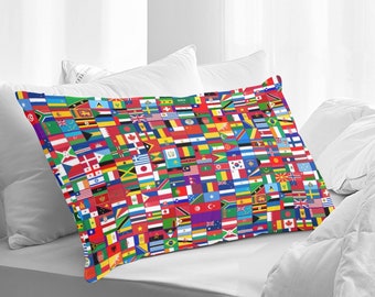 All Flags Pillow Cover, Print, Countries Flags, World Flag, Design, Nations, Earth, Coexist, Pattern, Designer Flags.