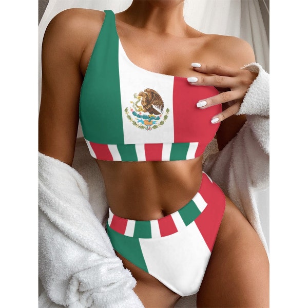 Mexican Women's Bikini, Mexico, Flag, Women, Ladies, Teens, Girls, Gifts, Print, Flags, Beach wear, Sports, Mexican Flag, Outfit, Design.