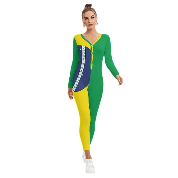 Brazilian Women s Jumpsuit Brazil Flag Design Gifts Men Teens Brazilian Football Soccer Flag Brazil Samba Outfit Rio De Janeiro Etsy