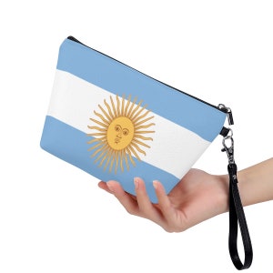 Bolsa de cosméticos argentina, alça preta, Argentina, bandeira, design, senhoras, adolescentes, meninas, adultos, presentes, vestuário, futebol, futebol, produtos