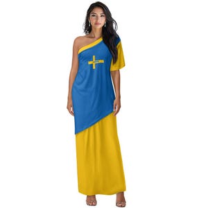 Swedish Dress, Elegant Off-Shoulder Two-Piece, Women, Ladies, Teens, Fashion Gifts.